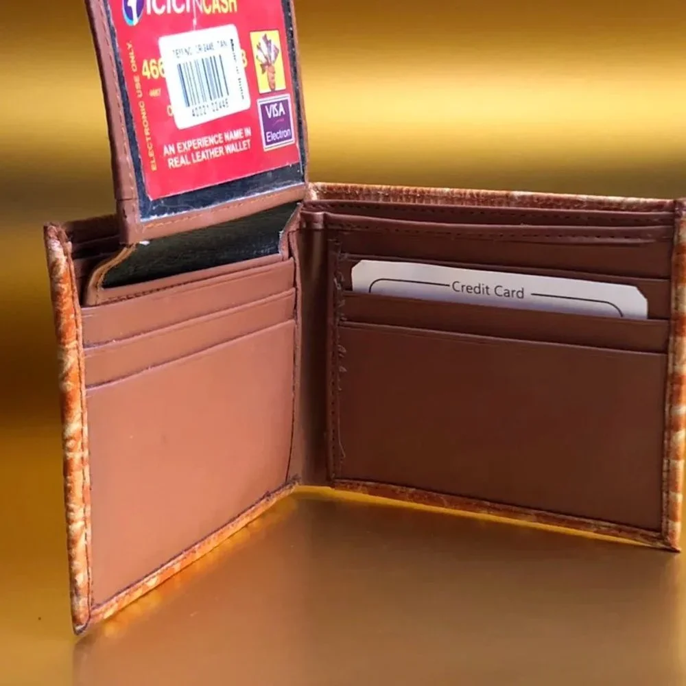 Men's Genuine Leather Bifold Crocodile Embossed Wallet